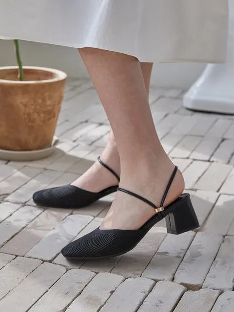 (쫀득몰드창) 발라드 니트 슬링백 블로퍼(4cm/6cm)