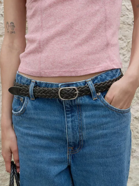 LIEN WOVEN LEATHER BELT (SOFT BLACK)