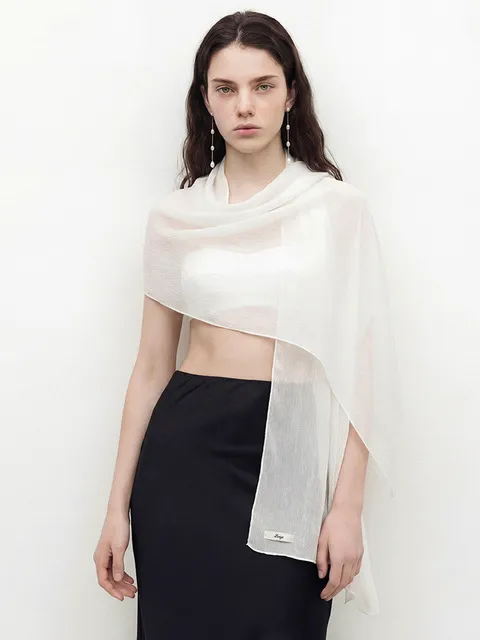 Sheer Pleats Scarf (White)