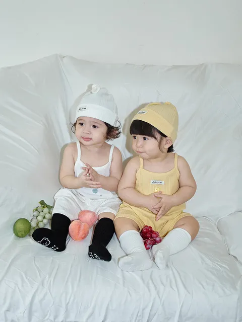 베베 모달골지 바디수트 + 꼭지모자