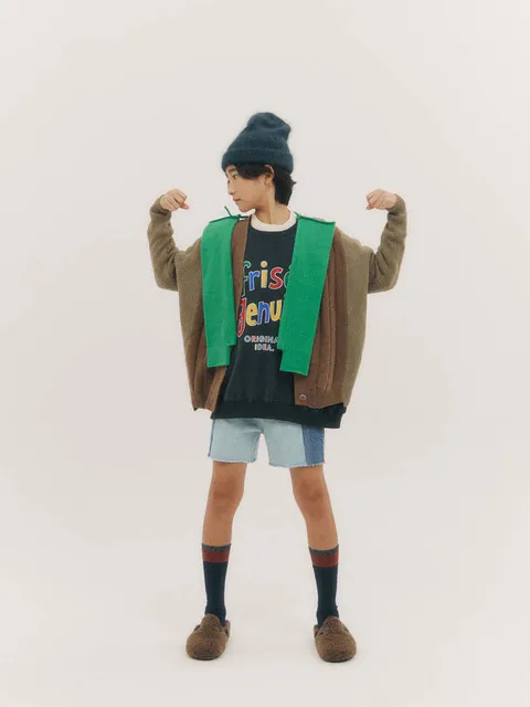 배색데님쇼츠