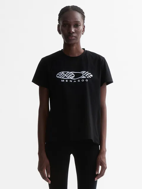 VENODE Three Track Logo Active Tshirts_Black (Basic Fit)