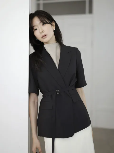 벨티드 하프 슬리브 자켓 BK_Z262MSF203