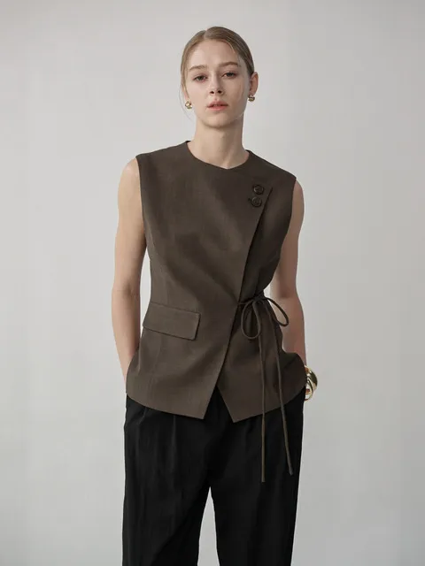 ZEN Belted Vest (Brown)