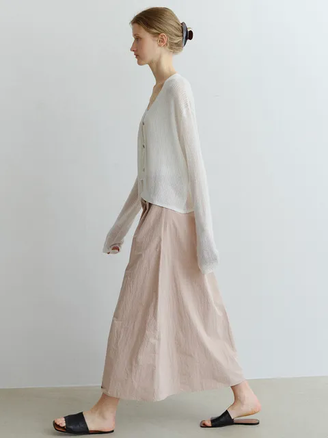 WIND PIN-TUCK FLARE SKIRT_SAND BEIGE_OE2C2MSK40SBG