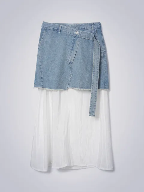 POSH UNBAL DENIM SKIRT BLUE
