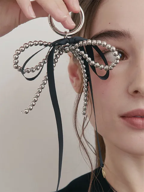 Black Ribbon Ball Keyring