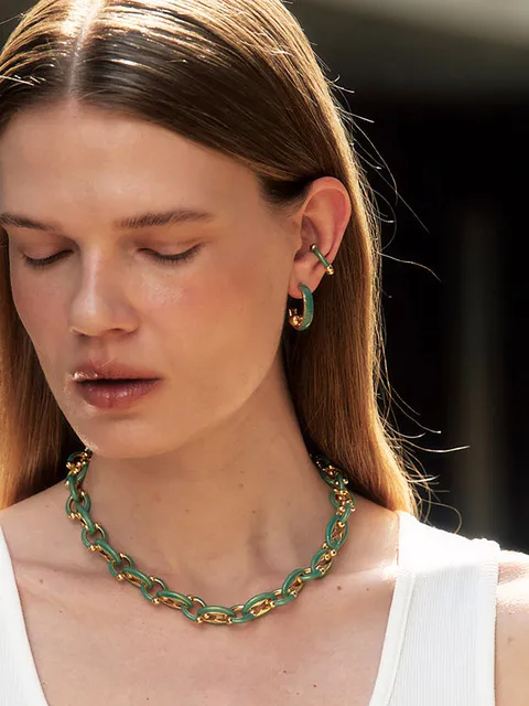 Marina Enamel Chain Necklace Celadon