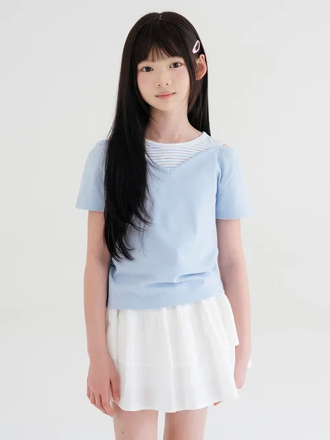 페이드 블루 레이어드 숏슬리브