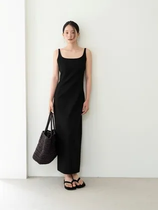 시엘라 린넨 슬리브리스 롱 원피스