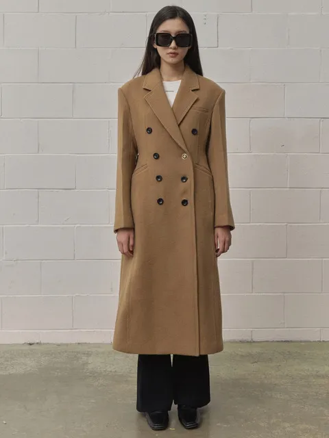 Tailored Emblem Wool Coat (Brown)