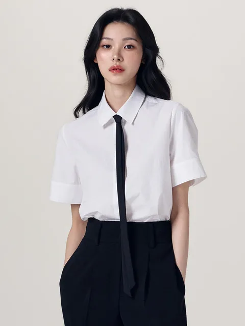 SABRINA TIE ESSENTIAL SHIRT BLOUSE