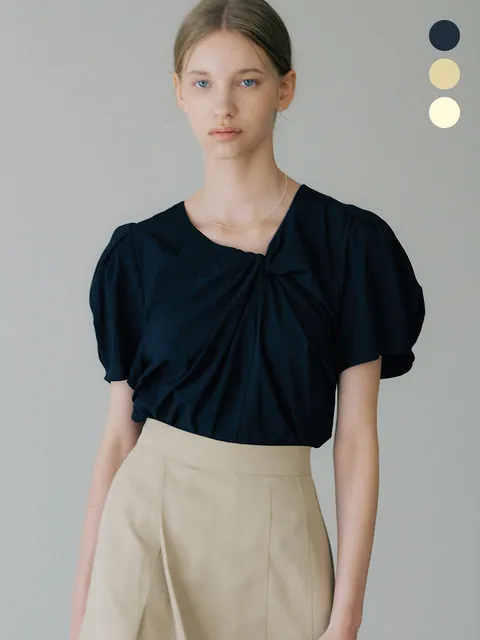 comos 836 neck twisted puff blouse (3color)