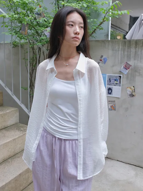 See-Through Loose-Fit Shirt_WHITE