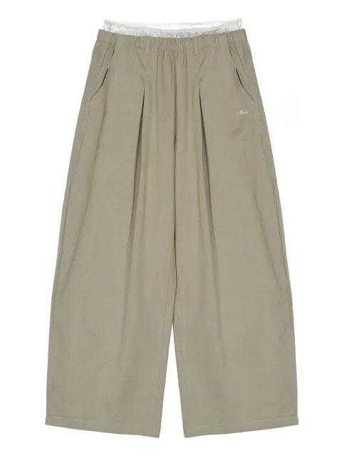 LACE WAIST WIDE PANTS_BEIGE