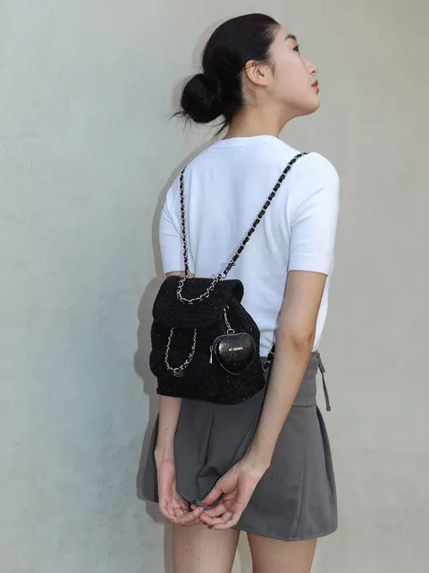 트위드 체인 백팩 Tweed Chain BackPack - 블랙