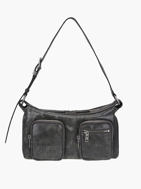 OUTPOCKET HOBO_white+grey two-tone cracked