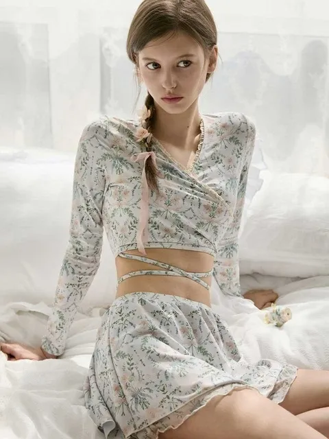 Rococo Garden 롱슬리브 비키니 스커트 Set 3pcs