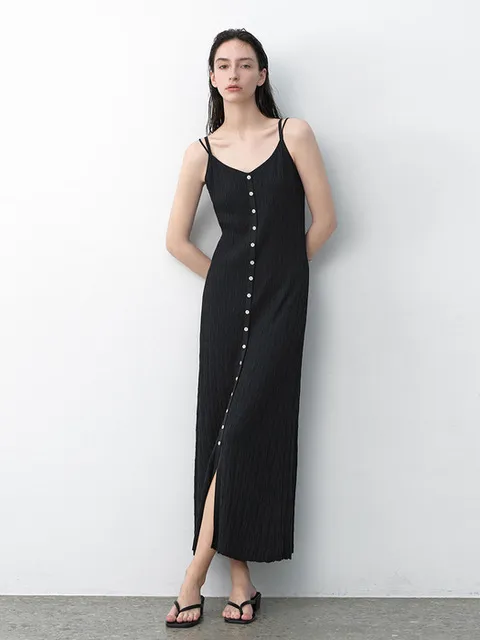 CLARE CREASE STRAP KNIT DRESS(OP-6262)