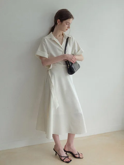 Linen Snap kara one-piece (ivory)