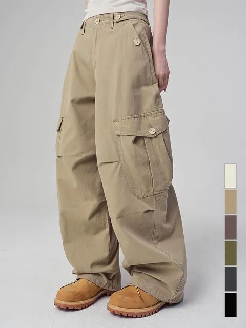 Enter Wide Cargo Cotton Pants - 6COL