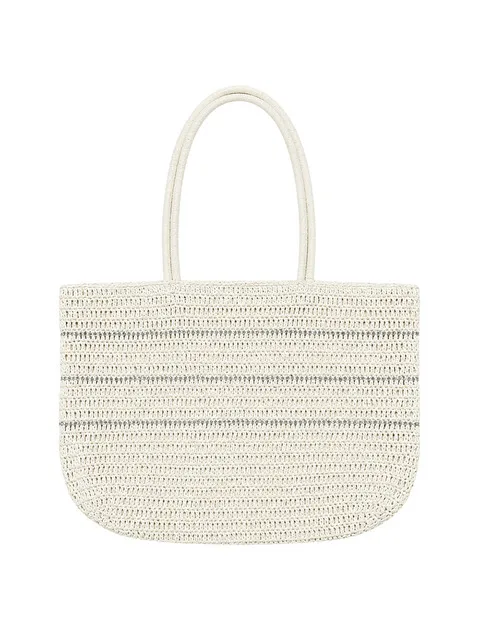 SOFT NATURAL WEAVE BAG_WHITE/SILVER