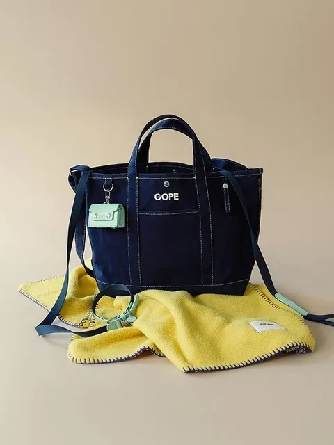GOPE Stitched Canvas Cross Bag NAVY