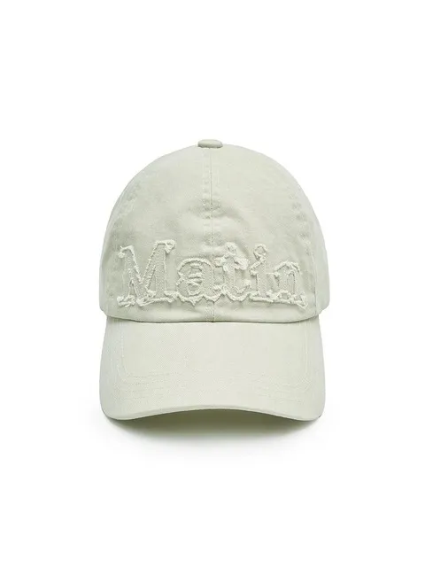ROUGH CUT APPLIQUE BALL CAP IN LIGHT BEIGE