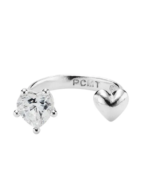 #006 Heart Cubic Zirconia Open Ring _ White