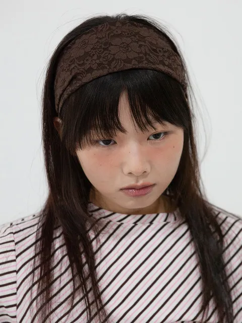 flower lace hair band - brown