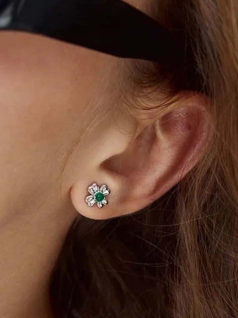 Stone Clover Studs_Green