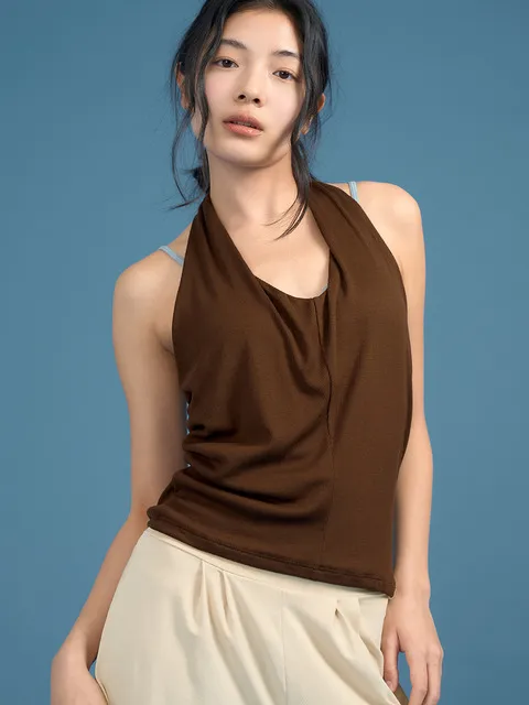 Drape Halter Top (Brick Brown)