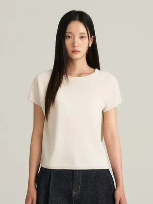 Linen Raglan Short-Sleeve Knit_Ivory
