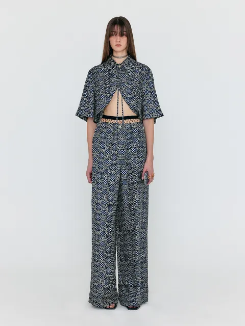 WENEZ Wide Pants - Navy Multi