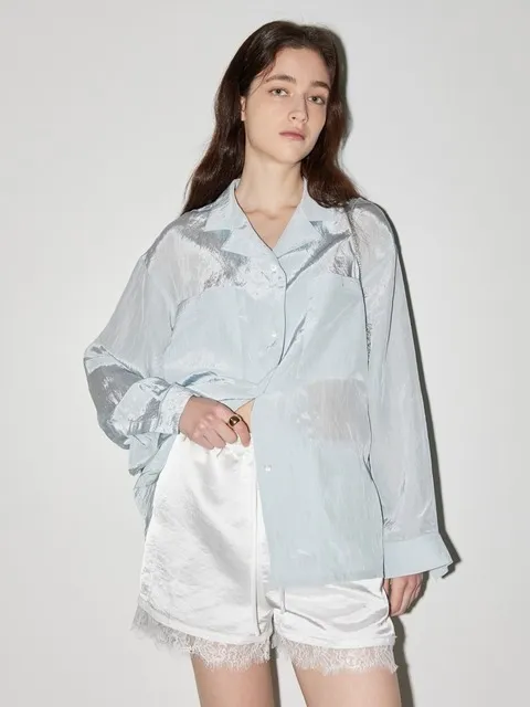 GLOW OPEN COLLAR SHIRT - BLUE