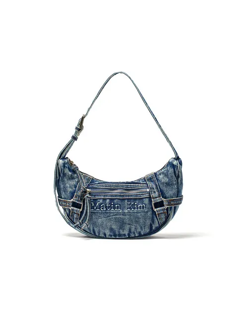 MATIN WASHED DENIM MINI HOBO BAG IN BLUE