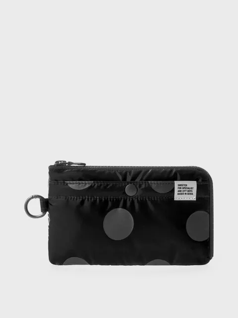 HALF ZIP WALLET 001 L Glossy Black Polka Dot