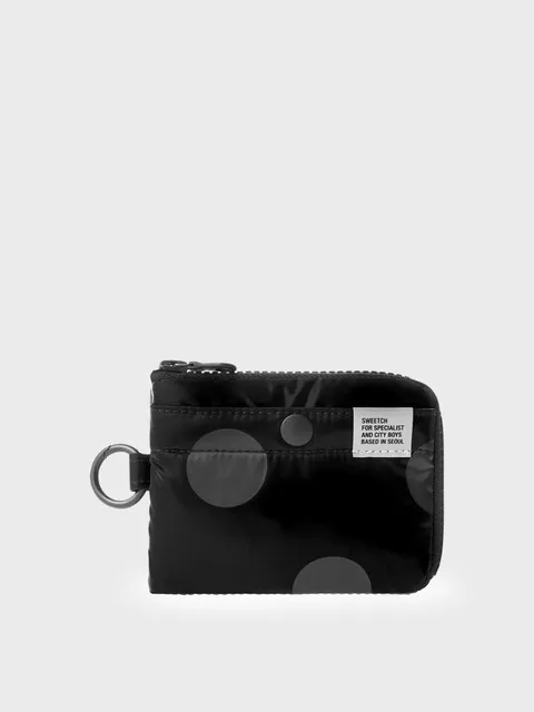 HALF ZIP WALLET 001 M Glossy Black Polka Dot