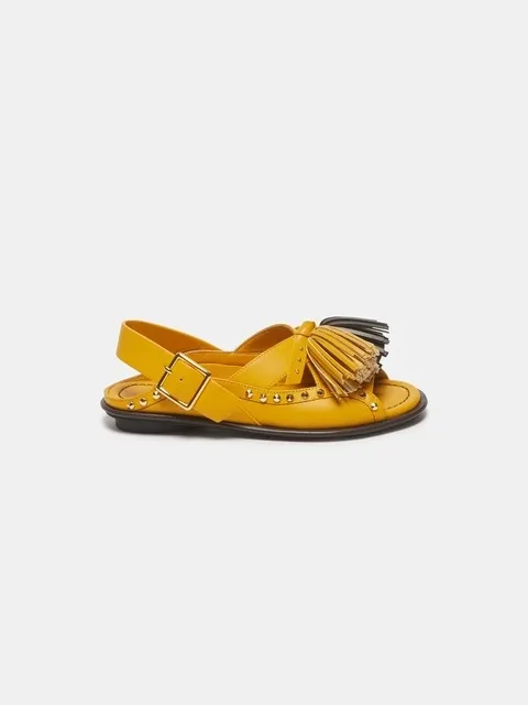 Pompom flat sandal(yellow)_DA2AM26004YEW