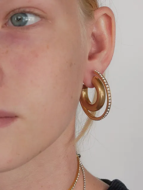Crystalline Hoop Earrings - Large (2Color)