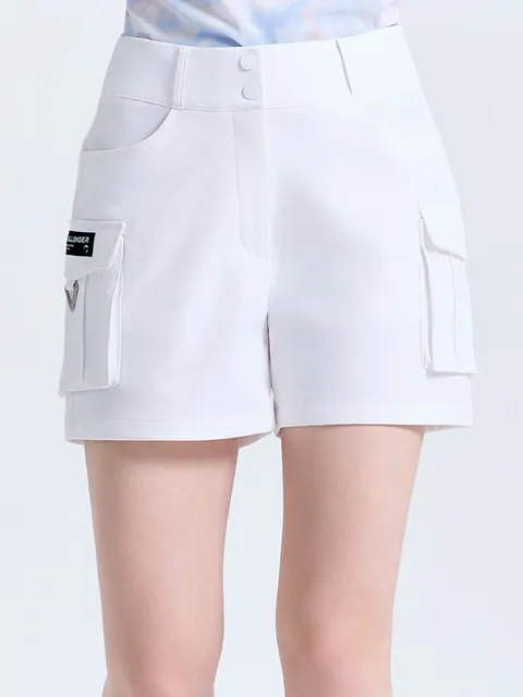 여성 캐주얼 카고 하프 팬츠 화이트