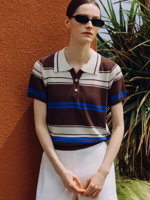 Classic Multi Open-Collar Knit(Brown)