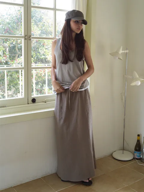 Summer Linen Maxi Skirt (3color)