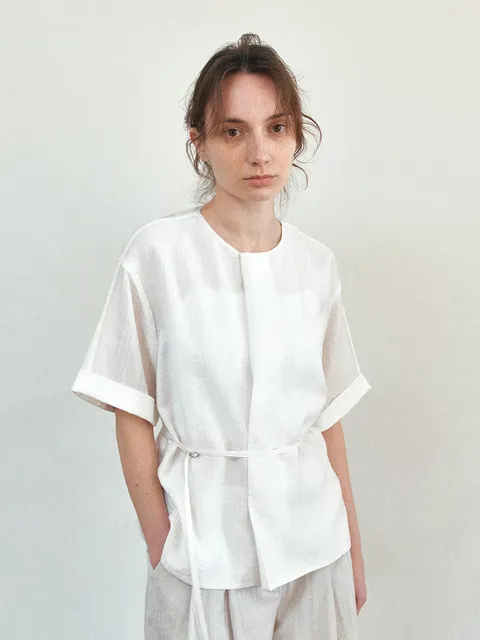 TVR DRAPED NECK BLOUSE_2COLORS