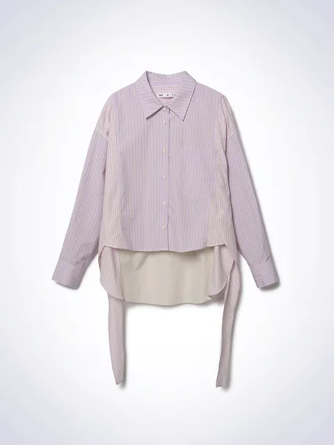 MULTI STRIPE UNBALANCE SHIRT PINK