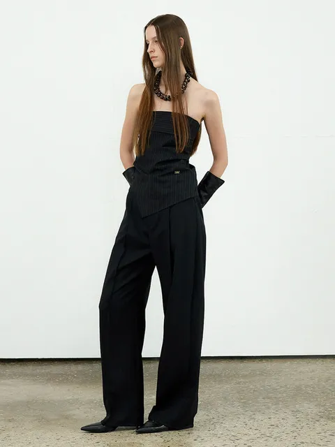 DEEP TUCK WIDE PANTS_BLACK