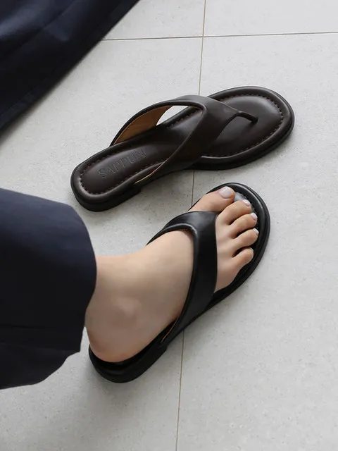 플레어 라운드 쪼리 슬리퍼 (1.5cm)