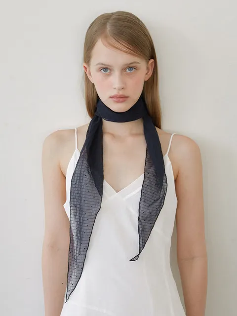 big ray shape stripe dot pattern scarf (SC007_navy)