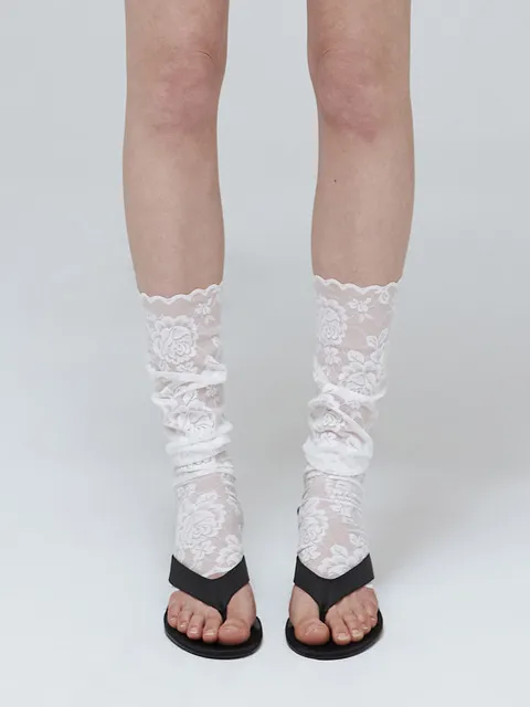 FLORAL LEG WARMER (WHITE)