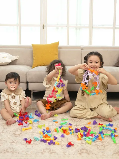 오징어블럭 107pcs 팝콘블럭 소프트 블록 소근육발달 장난감 어린이날 선물 KC인증
